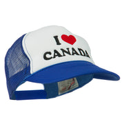 I love Canada with Heart Embroidered Foam Front Mesh Back Cap