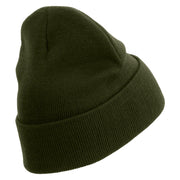Licensed 101st Airborne Retired Embroidered 12 Inch Long Knitted Beanie - Olive OSFM