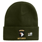 Licensed 101st Airborne Retired Embroidered 12 Inch Long Knitted Beanie - Olive OSFM