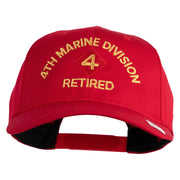 4th Marine Division Retired Embroiered Solid Cotton Twill Pro Style Cap - Red OSFM