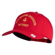 4th Marine Division Retired Embroiered Solid Cotton Twill Pro Style Cap - Red OSFM