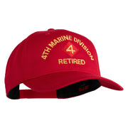 4th Marine Division Retired Embroiered Solid Cotton Twill Pro Style Cap - Red OSFM