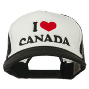 I love Canada with Heart Embroidered Foam Front Mesh Back Cap