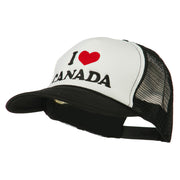 I love Canada with Heart Embroidered Foam Front Mesh Back Cap