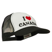 I love Canada with Heart Embroidered Foam Front Mesh Back Cap