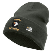 Licensed 101st Airborne Retired Embroidered 12 Inch Long Knitted Beanie - DK-Grey OSFM
