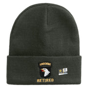 Licensed 101st Airborne Retired Embroidered 12 Inch Long Knitted Beanie - DK-Grey OSFM