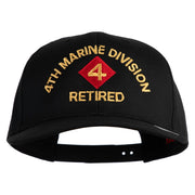 4th Marine Division Retired Embroiered Solid Cotton Twill Pro Style Cap - Black OSFM