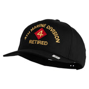 4th Marine Division Retired Embroiered Solid Cotton Twill Pro Style Cap - Black OSFM