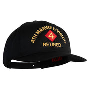 4th Marine Division Retired Embroiered Solid Cotton Twill Pro Style Cap - Black OSFM