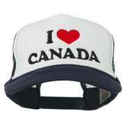 I love Canada with Heart Embroidered Foam Front Mesh Back Cap