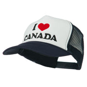 I love Canada with Heart Embroidered Foam Front Mesh Back Cap