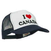 I love Canada with Heart Embroidered Foam Front Mesh Back Cap