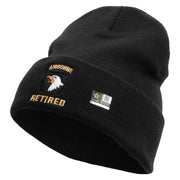 Licensed 101st Airborne Retired Embroidered 12 Inch Long Knitted Beanie - Black OSFM