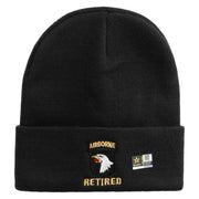 Licensed 101st Airborne Retired Embroidered 12 Inch Long Knitted Beanie - Black OSFM