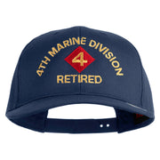 4th Marine Division Retired Embroiered Solid Cotton Twill Pro Style Cap - Navy OSFM