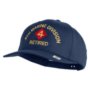 4th Marine Division Retired Embroiered Solid Cotton Twill Pro Style Cap - Navy OSFM