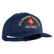 4th Marine Division Retired Embroiered Solid Cotton Twill Pro Style Cap - Navy OSFM