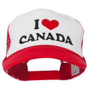 I love Canada with Heart Embroidered Foam Front Mesh Back Cap