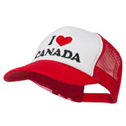 I love Canada with Heart Embroidered Foam Front Mesh Back Cap