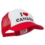 I love Canada with Heart Embroidered Foam Front Mesh Back Cap