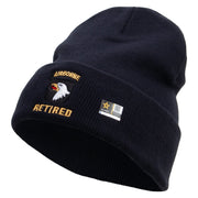 Licensed 101st Airborne Retired Embroidered 12 Inch Long Knitted Beanie - Navy OSFM