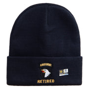Licensed 101st Airborne Retired Embroidered 12 Inch Long Knitted Beanie - Navy OSFM