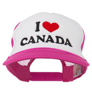 I love Canada with Heart Embroidered Foam Front Mesh Back Cap