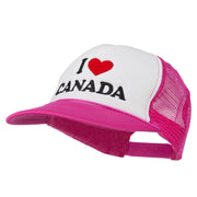 I love Canada with Heart Embroidered Foam Front Mesh Back Cap