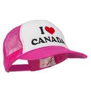 I love Canada with Heart Embroidered Foam Front Mesh Back Cap