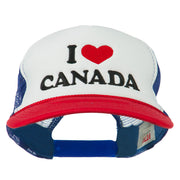 I love Canada with Heart Embroidered Foam Front Mesh Back Cap