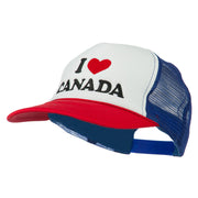 I love Canada with Heart Embroidered Foam Front Mesh Back Cap