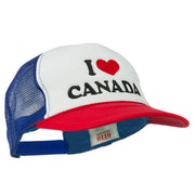 I love Canada with Heart Embroidered Foam Front Mesh Back Cap