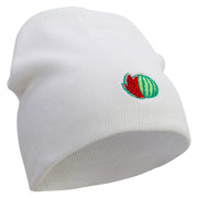 Watermelon Embroidered 8 Inch Short Beanie - White OSFM