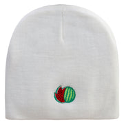 Watermelon Embroidered 8 Inch Short Beanie - White OSFM