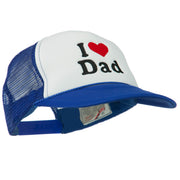 I Love Dad Heart Embroidered Foam Mesh Back Cap