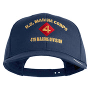 U.S. Marine Corps 4th Marine Division Embroidered Solid Cotton Twill Pro Style Cap - Navy OSFM