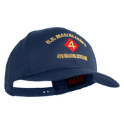 U.S. Marine Corps 4th Marine Division Embroidered Solid Cotton Twill Pro Style Cap - Navy OSFM