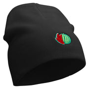 Watermelon Embroidered 8 Inch Short Beanie - Black OSFM