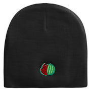 Watermelon Embroidered 8 Inch Short Beanie - Black OSFM