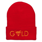 Gold Diamond Logo Embroidered Long Beanie