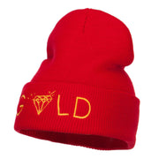 Gold Diamond Logo Embroidered Long Beanie