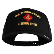 U.S. Marine Corps 4th Marine Division Embroidered Solid Cotton Twill Pro Style Cap - Black OSFM