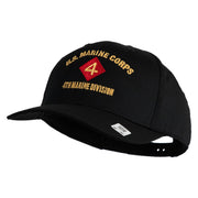 U.S. Marine Corps 4th Marine Division Embroidered Solid Cotton Twill Pro Style Cap - Black OSFM