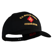 U.S. Marine Corps 4th Marine Division Embroidered Solid Cotton Twill Pro Style Cap - Black OSFM