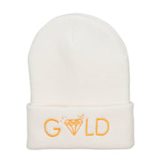 Gold Diamond Logo Embroidered Long Beanie