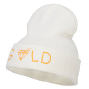 Gold Diamond Logo Embroidered Long Beanie