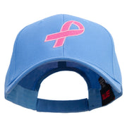 Hot Pink Ribbon Breast Cancer Embroidered Lady Cap