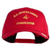 U.S. Marine Corps 4th Marine Division Embroidered Solid Cotton Twill Pro Style Cap - Red OSFM