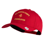 U.S. Marine Corps 4th Marine Division Embroidered Solid Cotton Twill Pro Style Cap - Red OSFM